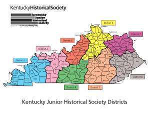 Kentucky state map showing KJHS districts 1-8