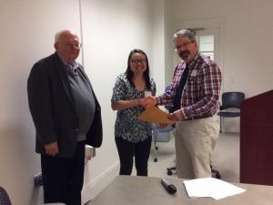 Winner of the Betts award! (l-r) Dr. James Klotter, faculty sponsor; Taylor Burchett, Georgetown College; Dr. Robin West, awards committee chair